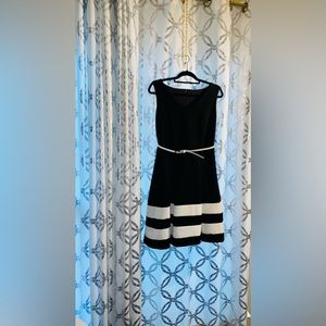 NEW WOT Sleeveless MIDI Dress Black with White Stripe by Chetta B Size 12 Misses